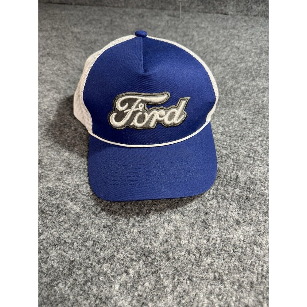 FORD Blue & White Trucker Hat – Adjustable Mesh Back Baseball Cap – Men’s –